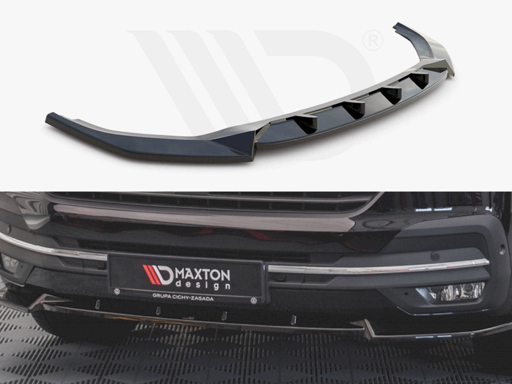 Maxton Design VW-T6F-FD1T Front Splitter V1 VW T6 Facelift (2019-) | ML Performance UK Car Parts
