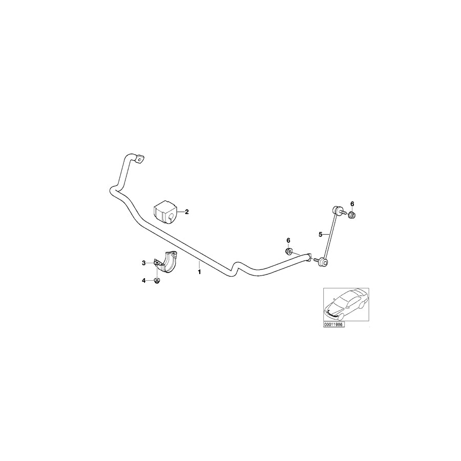 Genuine BMW 31351097261 E46 Stabilizer, Front D=23,5mm (Inc. 330xd, 325xi & 330xi) | ML Performance EU Car Parts