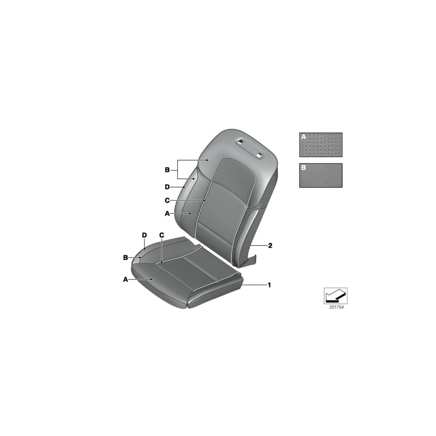 Genuine BMW 52107979606 F01 F07 F11 Cover, Comfort, Backrest, Perf. Leather INDI.KLIMALEDER (Inc. 730d, 750Li & 523i) | ML Performance EU Car Parts