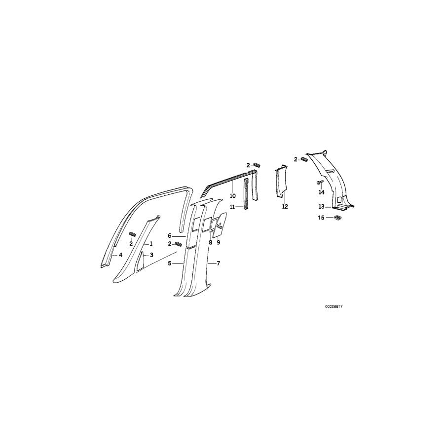 Genuine BMW 51438120857 E34 Trim Panel Column, Rear Left SILBERGRAU (Inc. M5, 530i & 518i) | ML Performance EU Car Parts