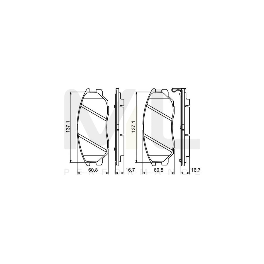 Bosch 0986494347 Brake Pad Set With Acoustic Wear Warning, With Anti-Squeak Plate BP1255 | ML Performance Car Parts