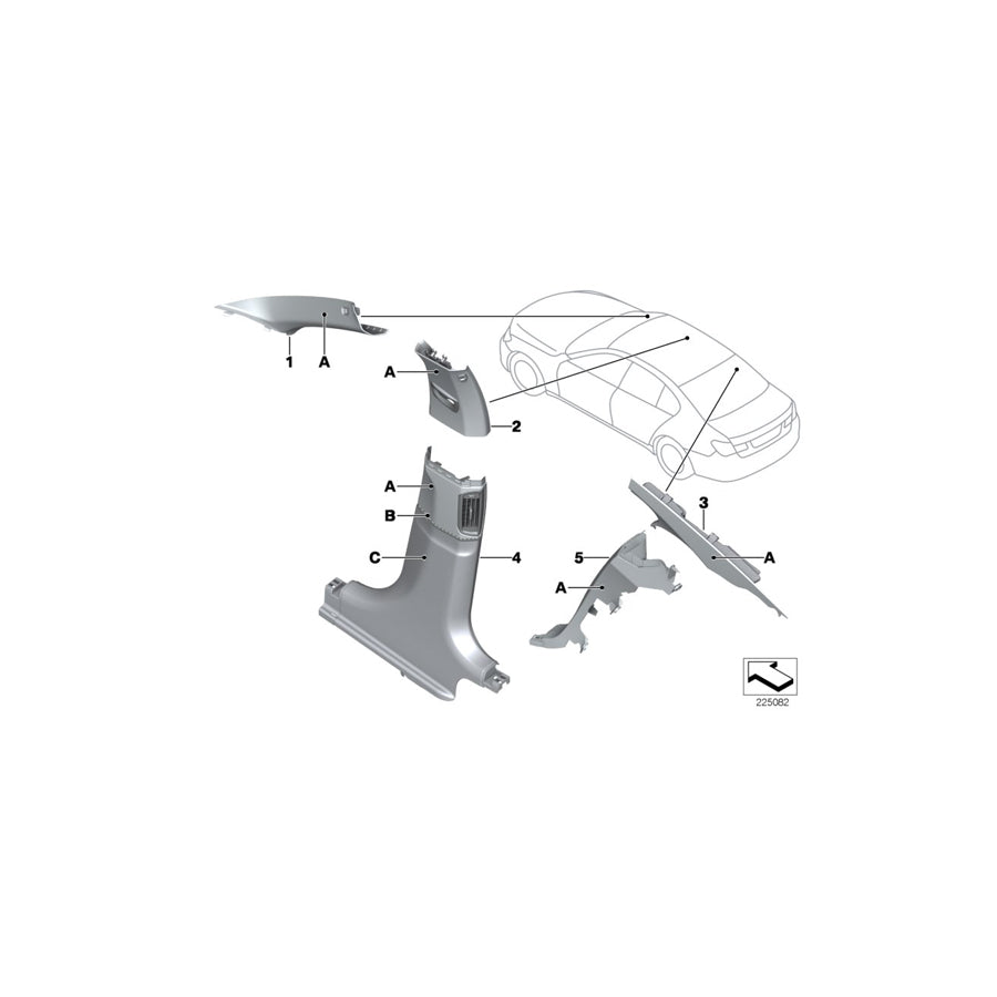 Genuine BMW 51437978332 F02 F01 F04 Trim, C-Pillar, Leather, Lower Right INDIVIDUAL (Inc. 760i, 750LiX 4.4 & ALPINA B7X) | ML Performance EU Car Parts