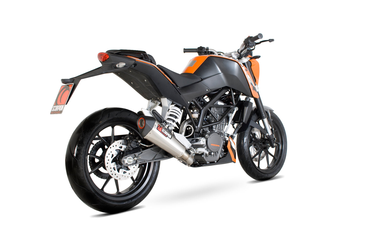 Scorpion RKT72SEO KTM Serket Taper Slip-On - Brushed Stainless Steel Sleeve (125 Duke / 200 Duke) | ML Performance EU EU