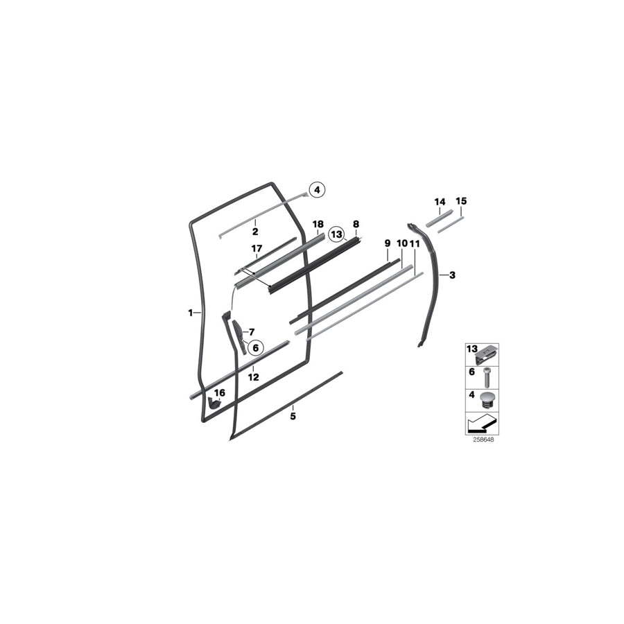 Genuine BMW 51227040761 RR1 RR1 Door Weatherstrip Rear Left (Inc.  & Phantom) | ML Performance EU Car Parts