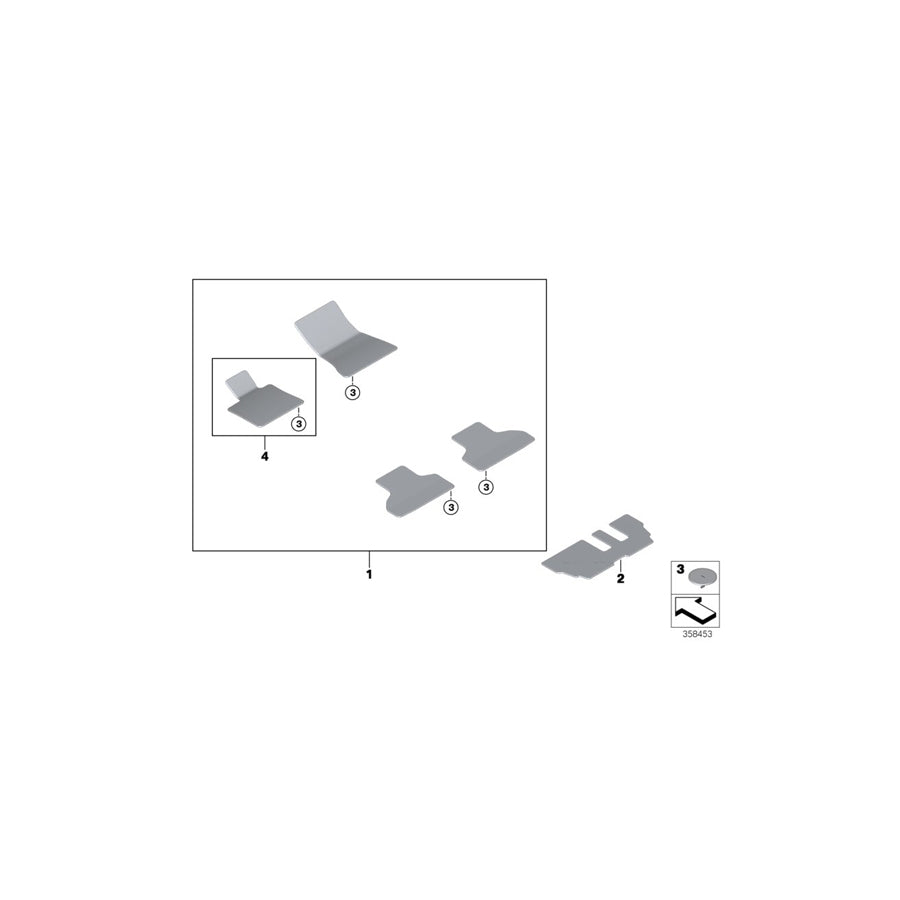 Genuine BMW 51477448605 F15 Footmat, Velours, For 3Rd Row Seats OYSTER (Inc. X5 40dX, X5 35dX & X5 35i) | ML Performance EU