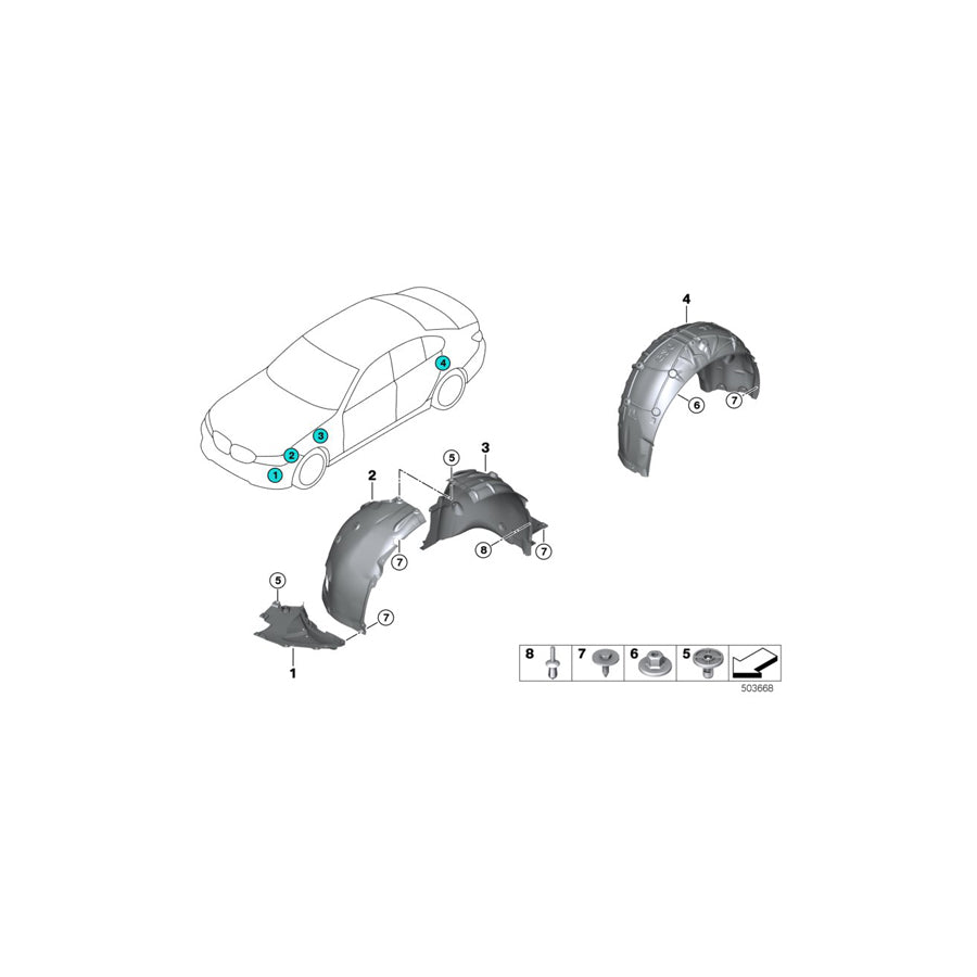 Genuine BMW 51717315730 G20 G21 Wheel Arch Cover, Front Section, Rgt Frt (Inc. 330i, 320d & 330e) | ML Performance EU Car Parts