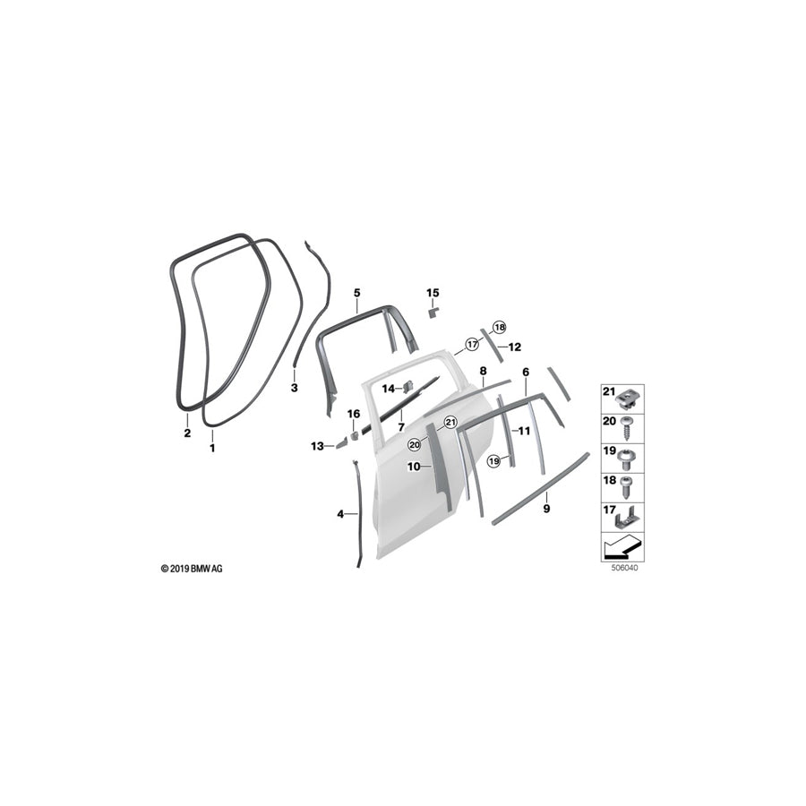 Genuine BMW 51357446206 G06 Window Well Strip, Outer, Door, Rear Rgt SHADOWLINE (Inc. X6 30iX, X6 40iX & X6 M50iX) | ML Performance EU Car Parts