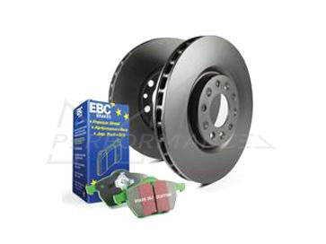 EBC Mercedes-Benz WSC204 WS212 AC207 Greenstuff 2000 Series Front Sport Brake Pads & Premium OE Replacement Drilled Discs Kit - TRW Caliper (Inc. C300, E250, E220 & SLK250) | ML Performance UK