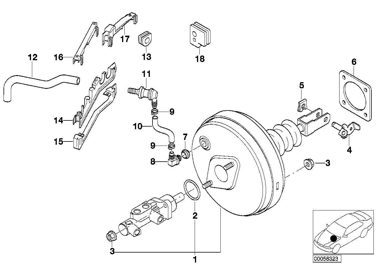 Genuine BMW 34331165541 E52 E39 E38 Brake Servo Unit LSC-145 (Inc. 730d, L7 & 740d)