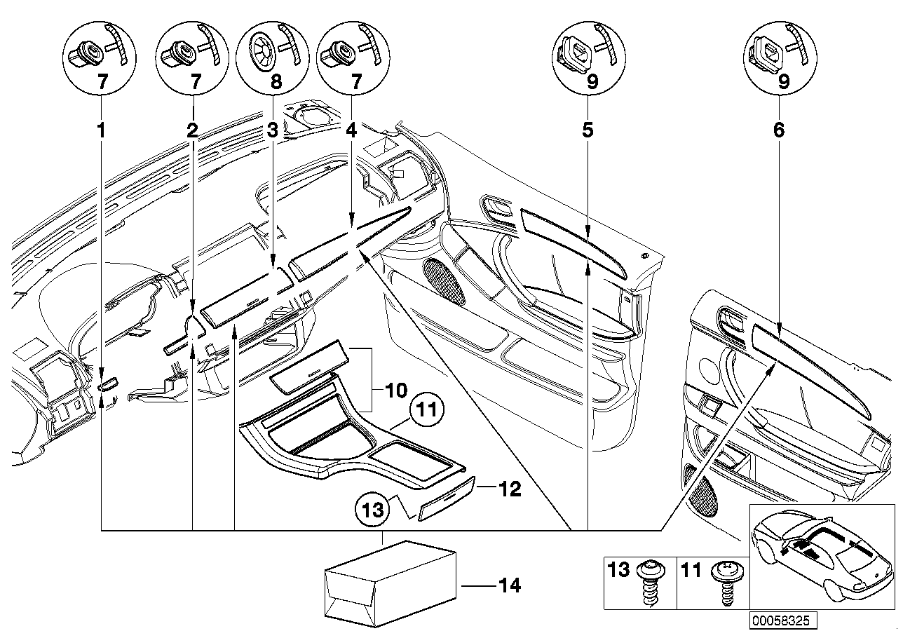 Genuine BMW 51428261752 E53 Poplar Wooden Strip, Door Rear Right DUNKEL (Inc. X5) | ML Performance EU EU Car Parts