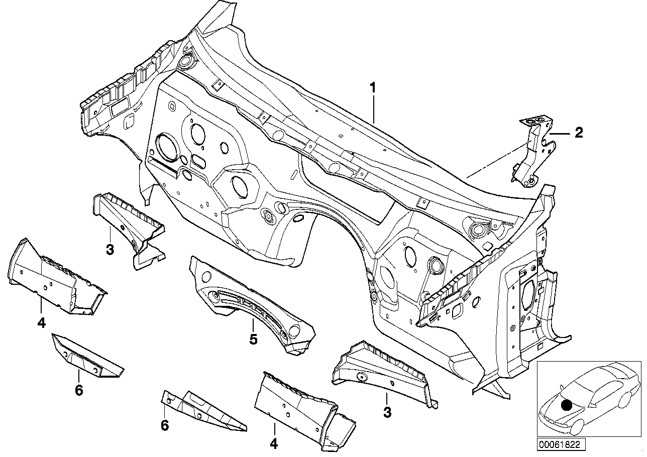 Genuine BMW 41118239198 E46 E83 Right Splash Wall Reinforcement (Inc. 318ti, X3 2.5si & 330Ci) | ML Performance EU EU Car Parts