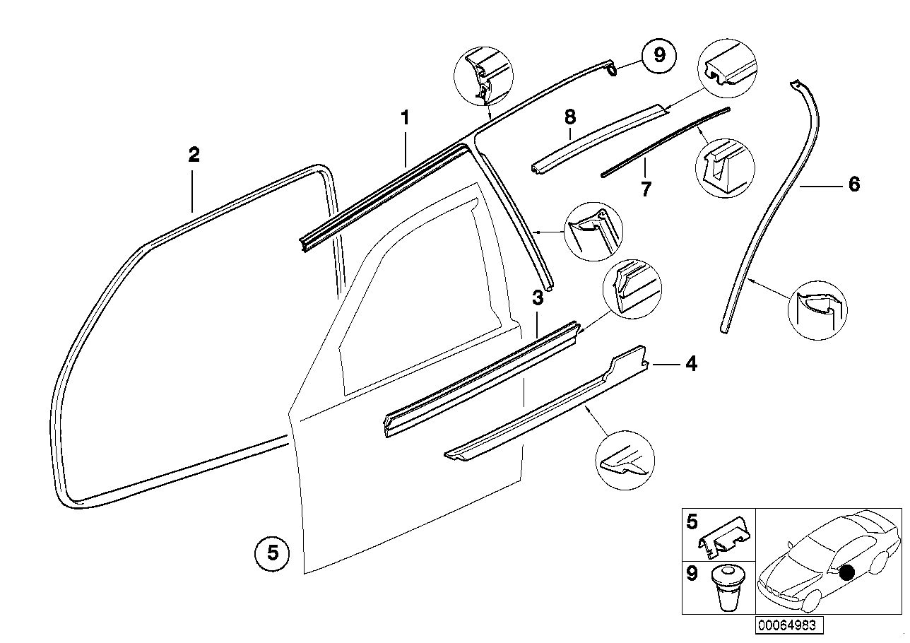 Genuine BMW 51718221199 E36 Rear Left Sealing Betw.Door And Column (Inc. 318i, 328i & 318tds) | ML Performance EU EU Car Parts