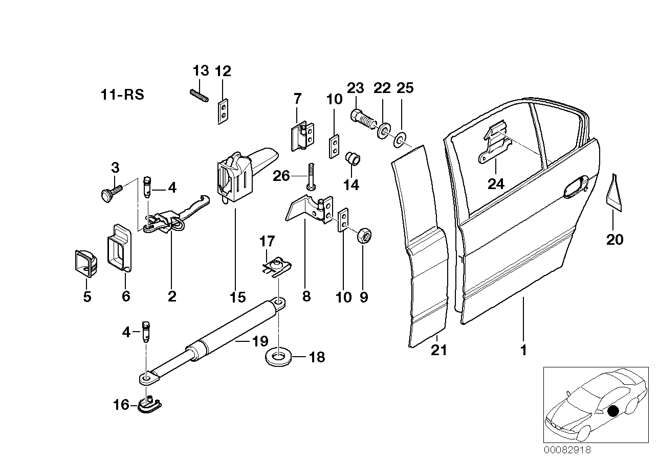 Genuine BMW 51228193448 E39 Rear Door Brake (Inc. 530i, 525i & 535i) | ML Performance EU Car Parts