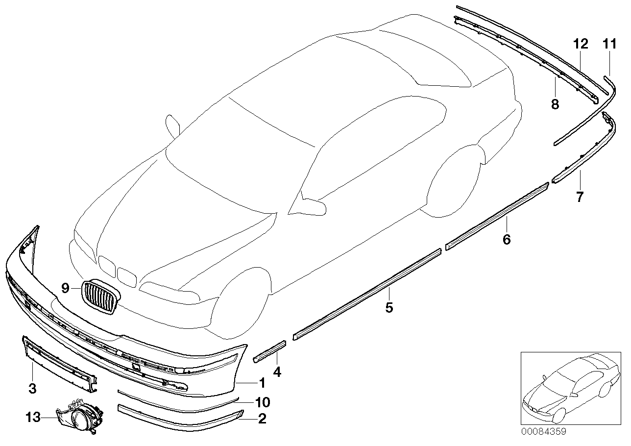 Genuine BMW 51137036699 E39 Molding, Door, Primed, Front Left (Inc. 525tds, 540iP & 530d) | ML Performance EU EU Car Parts