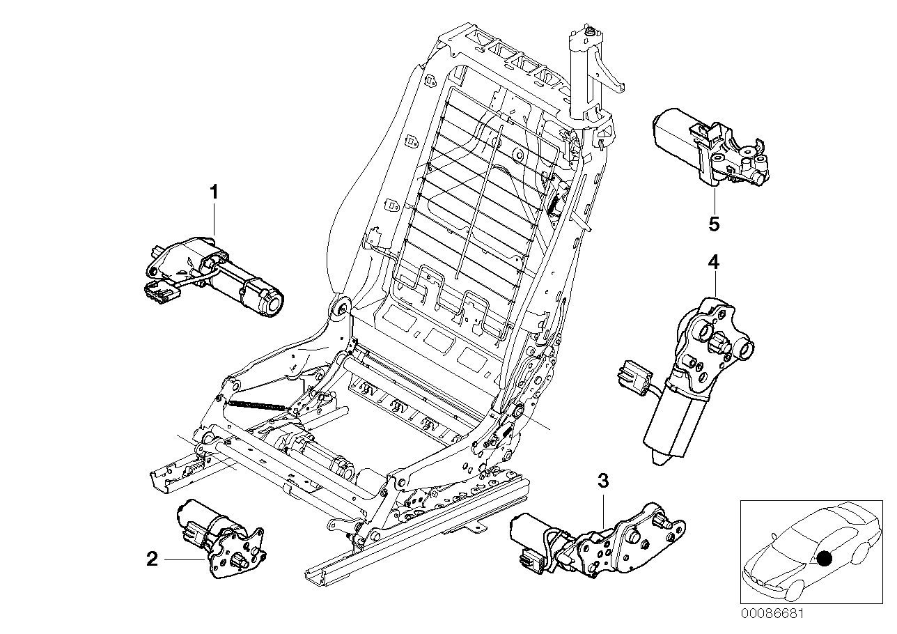 Genuine BMW 67668267404 E46 E64 Actuator, Backrest Adjustment Right (Inc. 635d, 630i & 330Ci) | ML Performance EU EU Car Parts