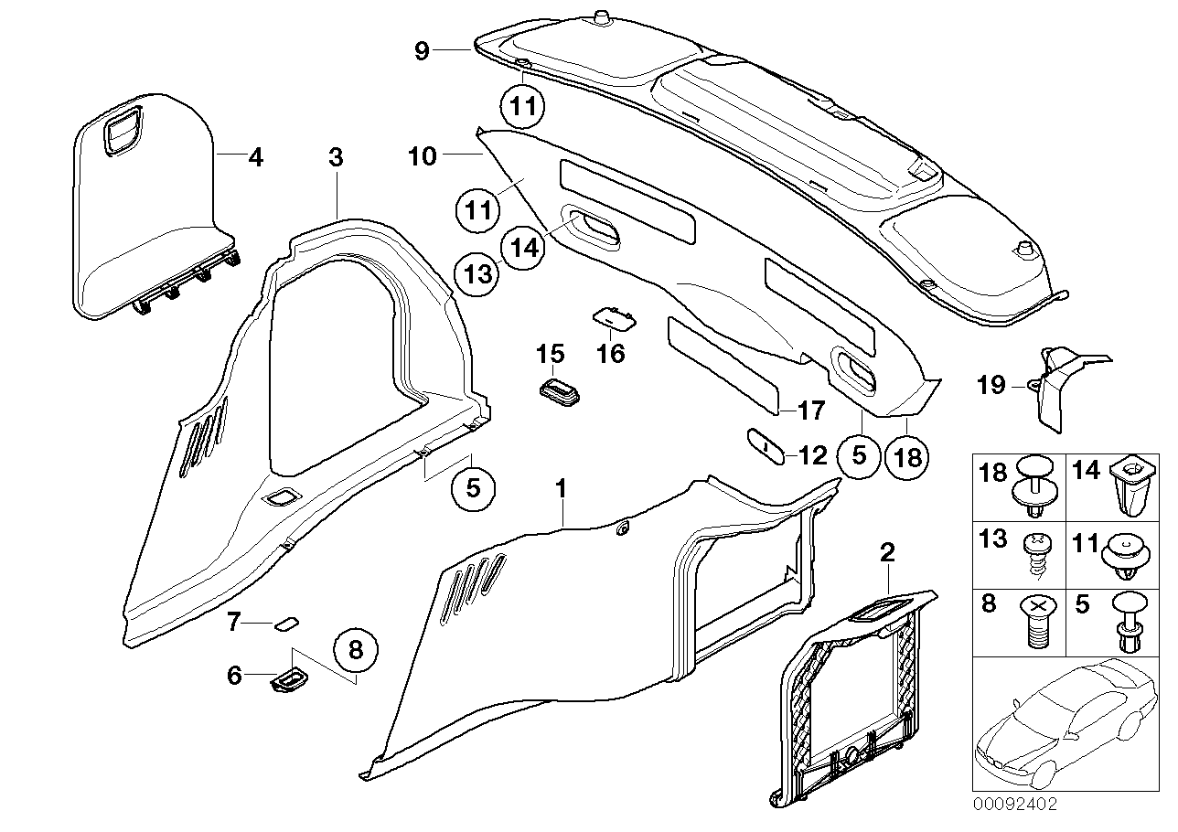 Genuine BMW 51477149199 E65 E66 Left Trunk Trim BASALTGRAU HELL (Inc. 750i, 760i & 740Li) | ML Performance EU EU Car Parts