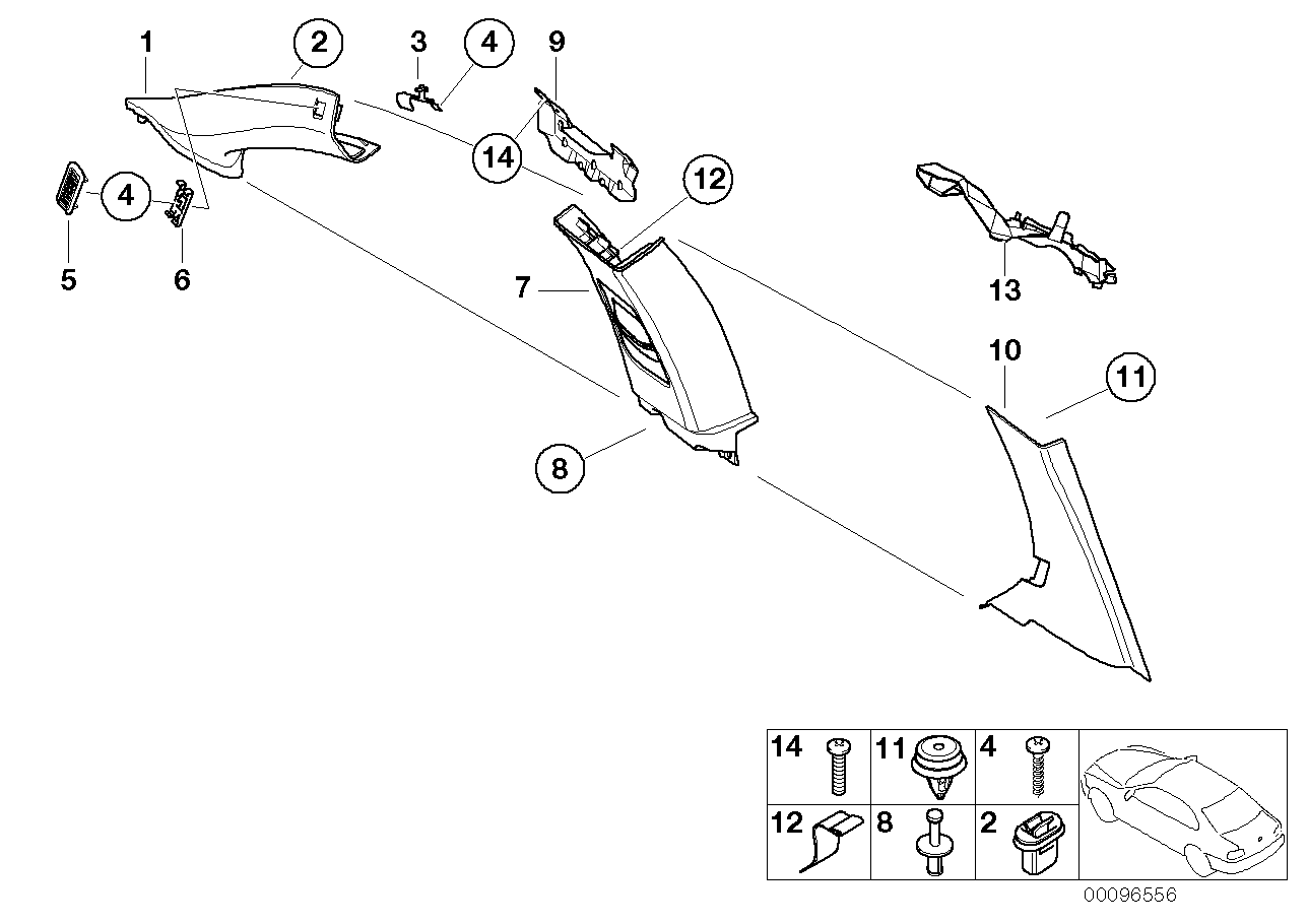 Genuine BMW 51437007807 E46 Left Column A Cover ANTHRAZIT (Inc. 318ti, 320td & 325ti) | ML Performance EU EU Car Parts