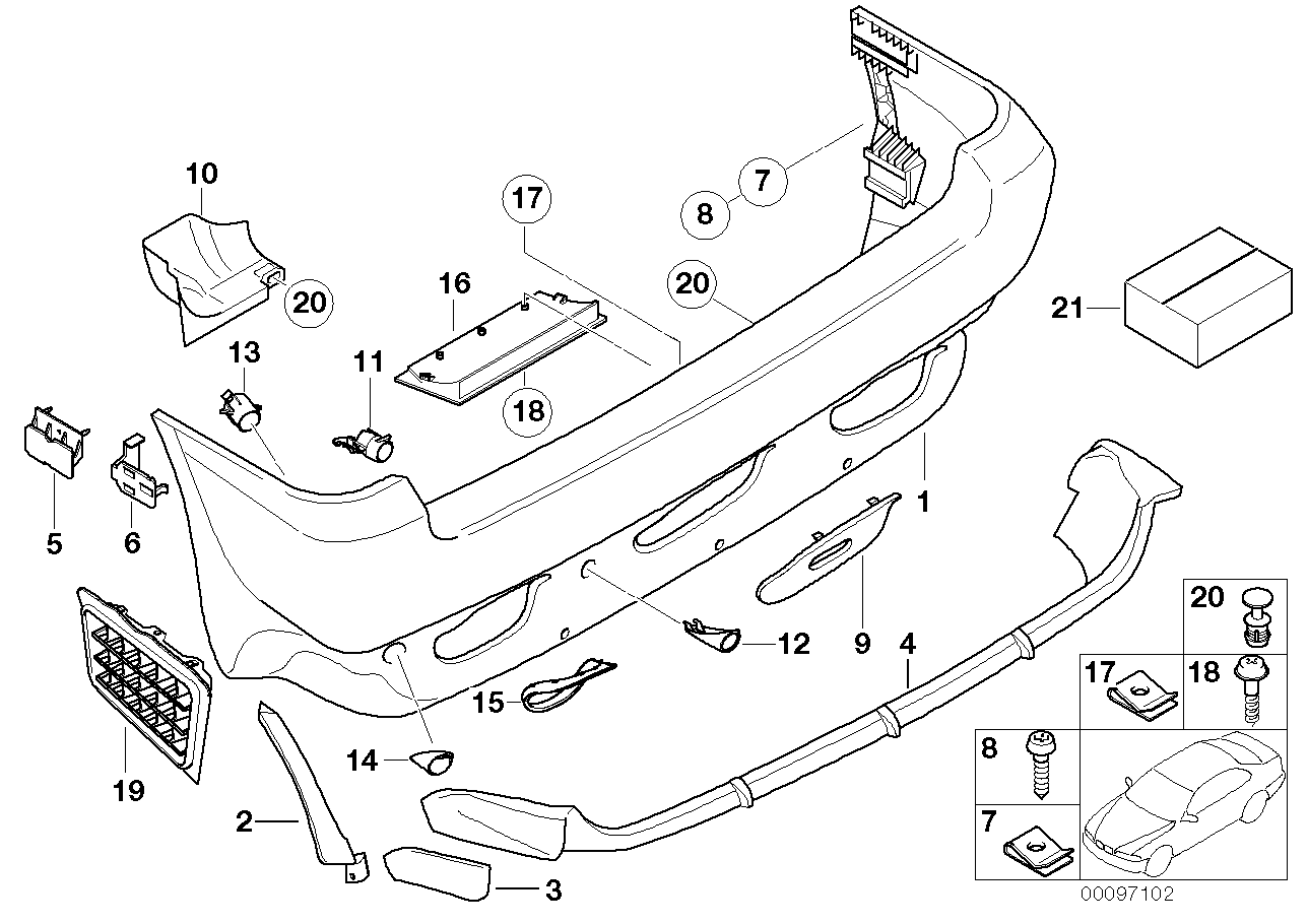 Genuine BMW 51127062597 E53 Bumper Trim Panel, Primed, Rear (Inc. X5) | ML Performance EU EU Car Parts
