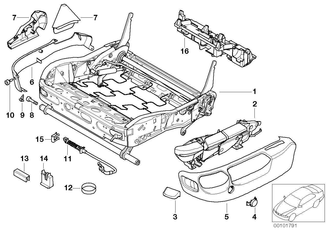 Genuine BMW 52108196285 E39 E38 Seat Frame, Left (Inc. 735i, 540i & 725tds) | ML Performance EU EU Car Parts