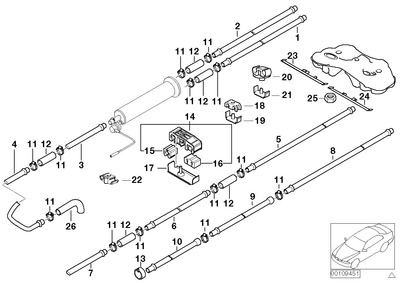 Genuine BMW 16121184175 E38 Rear Fuel Return Line (Inc. 735i, 740i & 740iL) | ML Performance EU EU Car Parts