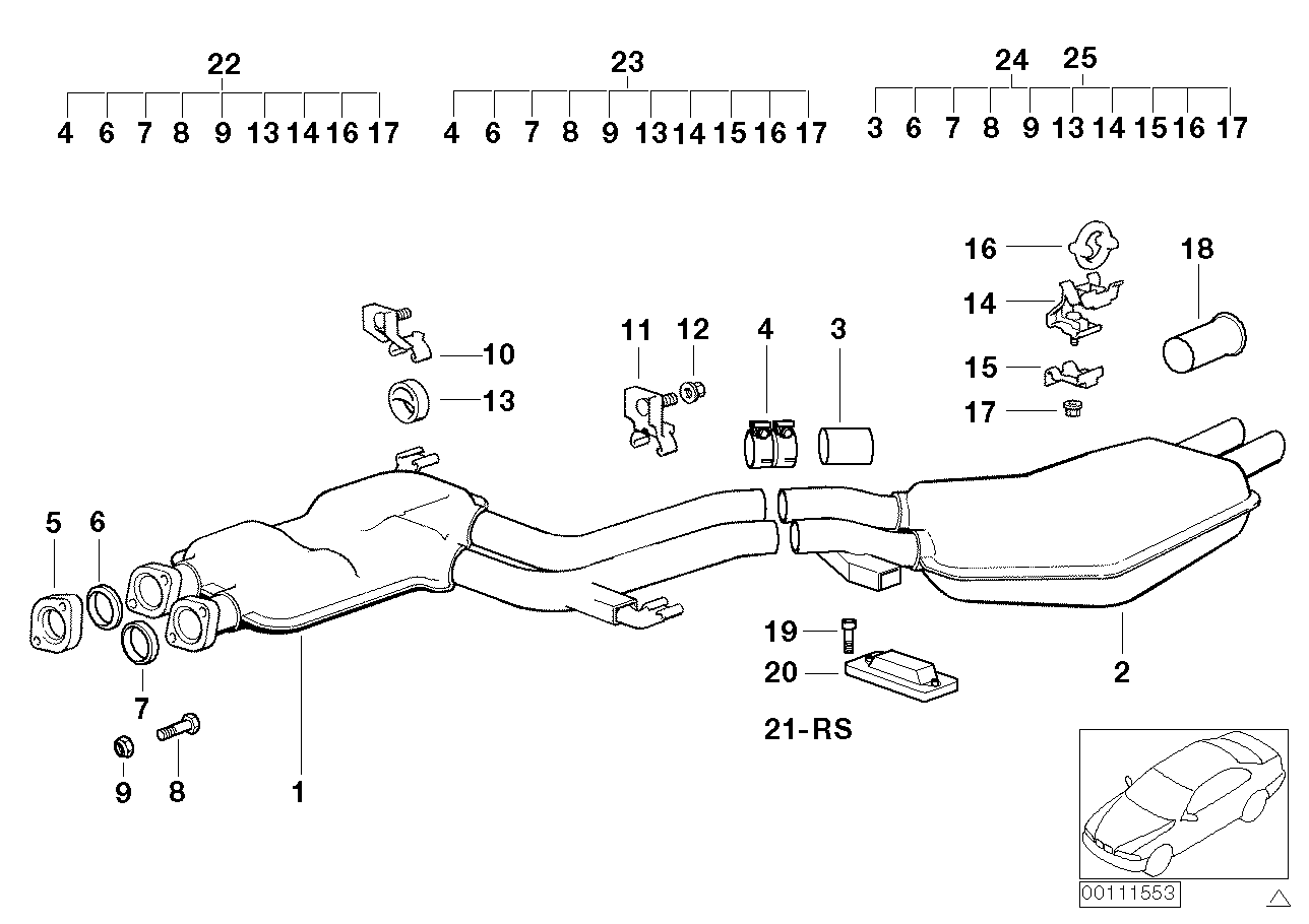 Genuine BMW 18101705760 E34 Rear Muffler (Inc. 525i & 525ix) | ML Performance EU EU Car Parts