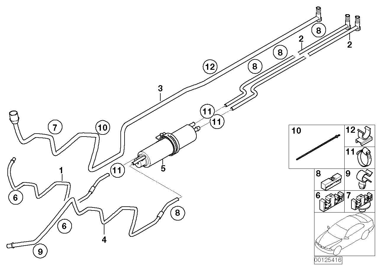 Genuine BMW 16127177209 E66 E67 Fuel Line, Rear Long (Inc. 730Li, 740Li & 735Li) | ML Performance EU EU Car Parts