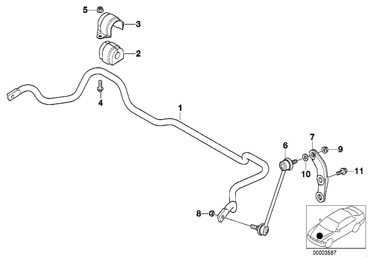 Genuine BMW 31351093793 E39 Stabilizer, Front D=24,5mm (Inc. 535i & 540i) | ML Performance EU EU Car Parts