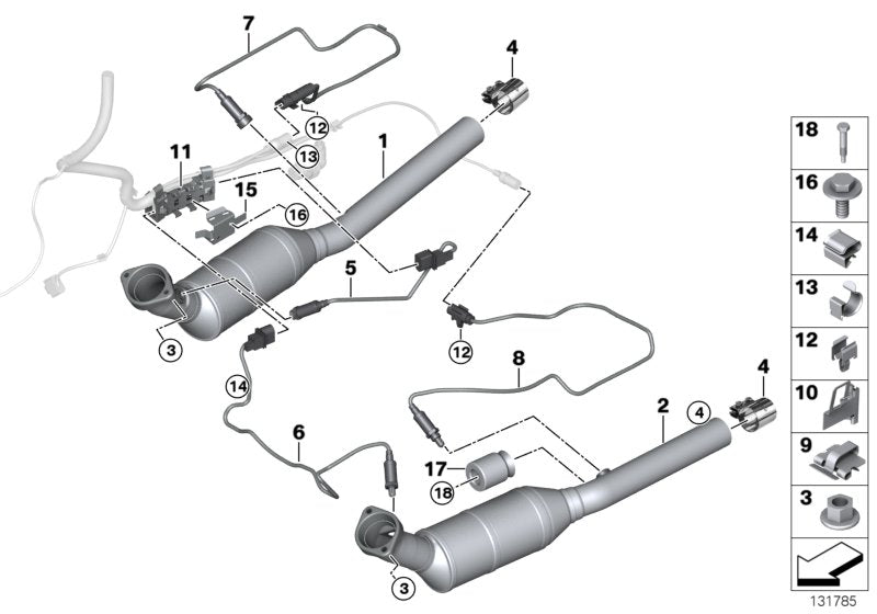 Genuine BMW 18307544137 E53 Rp-Exhaust Pipe Catalytic Conv. Cyl. 5-8 ZYL.5-8 (Inc. X5 4.4i) | ML Performance EU EU Car Parts