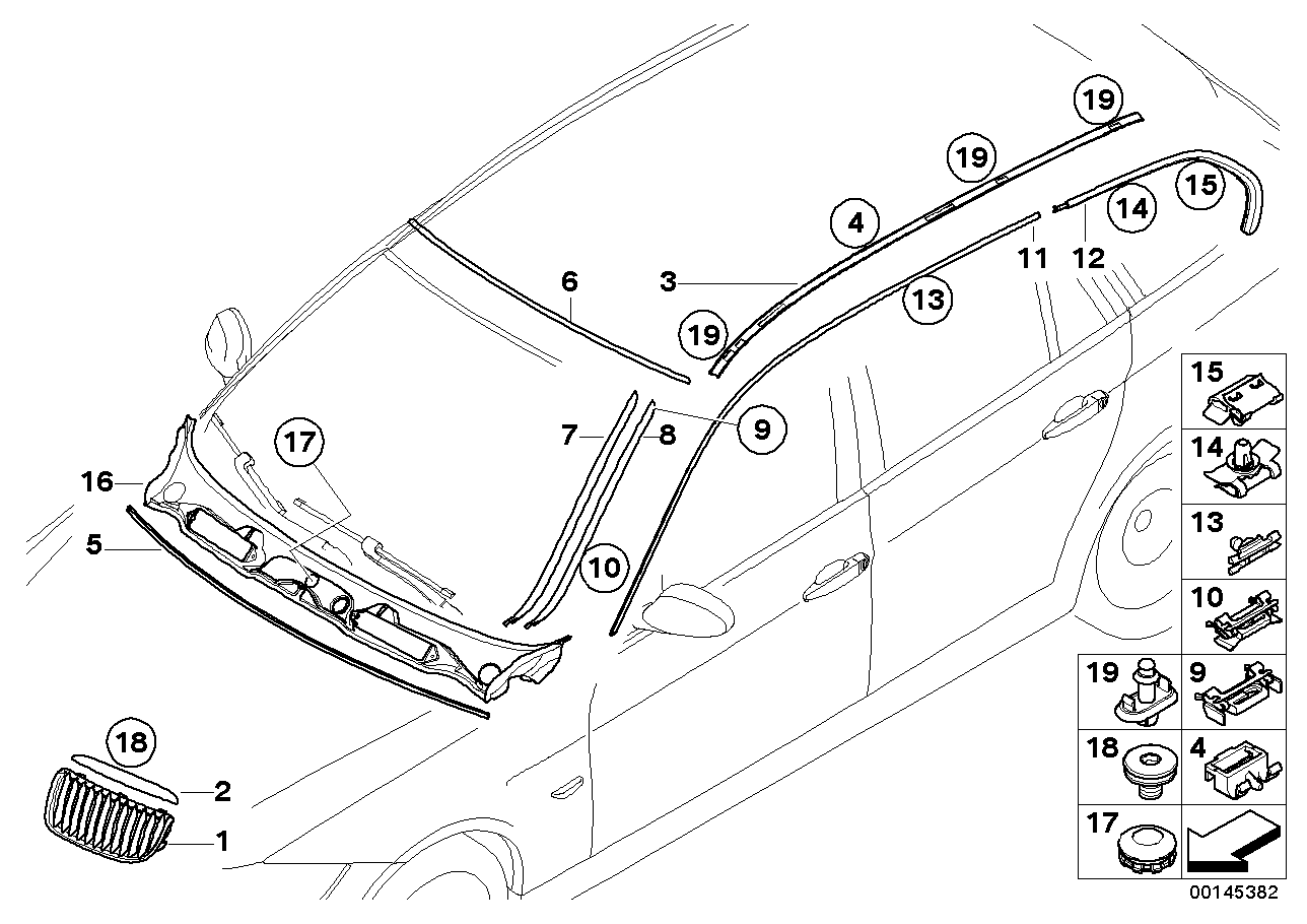 Genuine BMW 51137220202 E91 Molding, Side Frame, Rear Right GLANZSCHWARZ (Inc. 325d, 318d & 330d) | ML Performance EU EU Car Parts