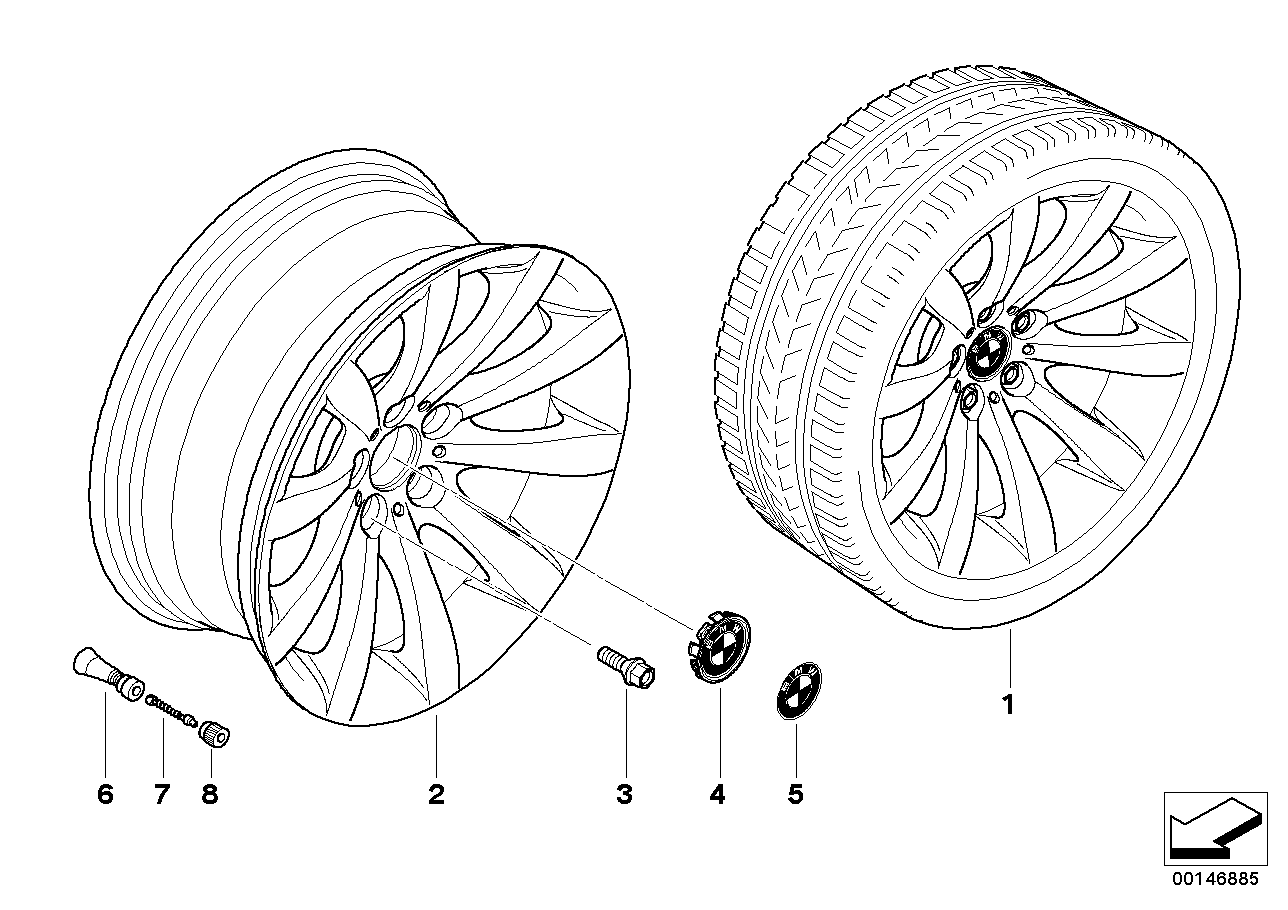 Genuine BMW 36116770941 E63 E64 Light Alloy Rim 81/2JX19 ET:14 (Inc. 645Ci, 650i & 635d) | ML Performance EU EU Car Parts