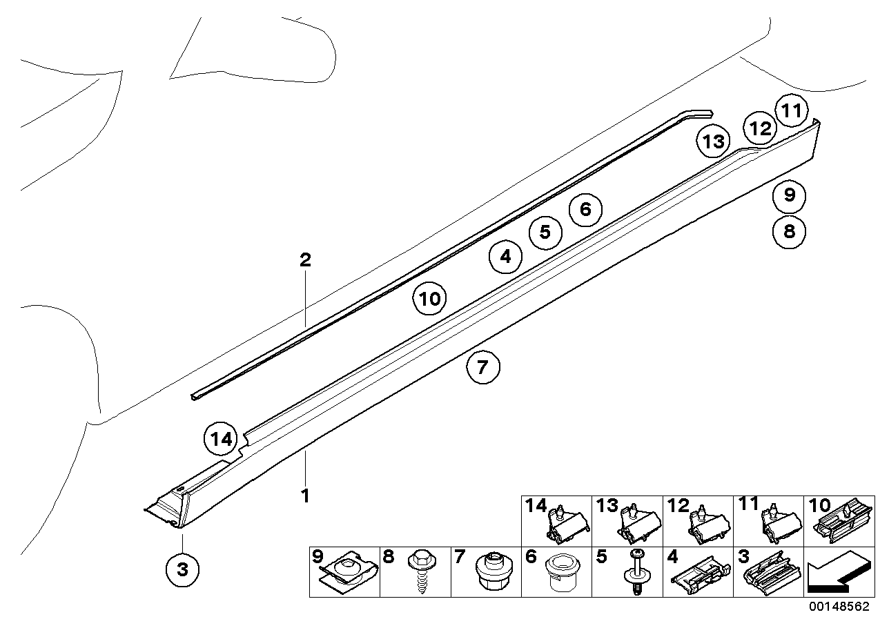 Genuine BMW 51717038274 E66 E67 Synthetic Strip 1872 mm (Inc. 745LiS, 760Li & 735Li) | ML Performance EU EU Car Parts