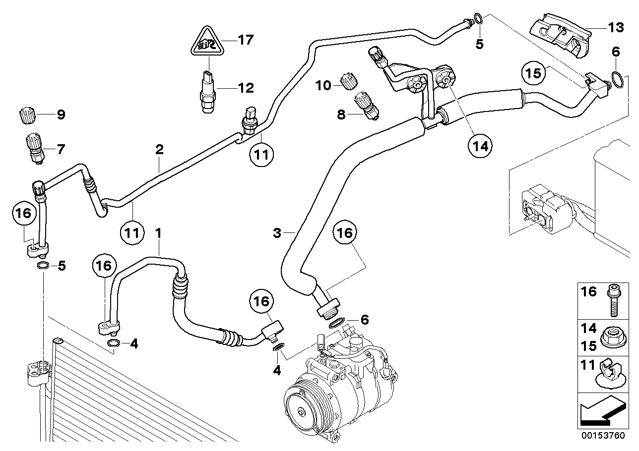 Genuine BMW 64539155345 E63 E64 Pressure Hose,Condenser,Evaporator (Inc. 630i & 645Ci) | ML Performance EU EU Car Parts