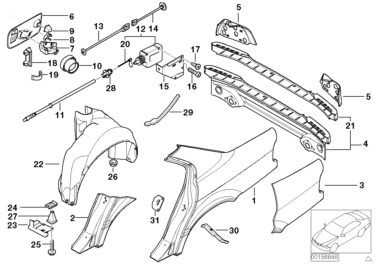 Genuine BMW 41358183126 E38 Section Of Rear Right Fender (Inc. 735i, L7 & 750iLP) | ML Performance EU EU Car Parts