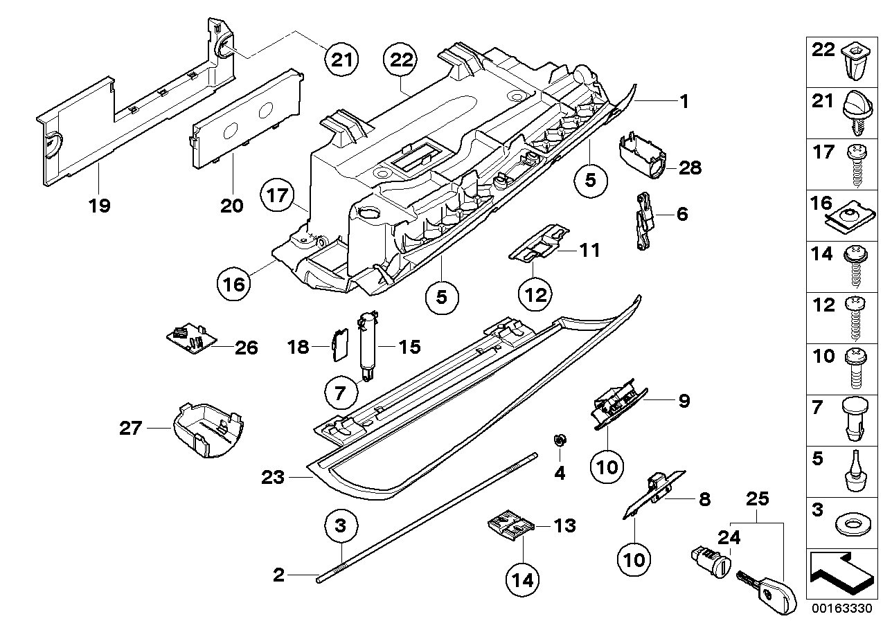 Genuine BMW 51167063450 E60 E61 Glove Box Lid GRAU (Inc. 540i, 525d & 530d) | ML Performance EU EU Car Parts