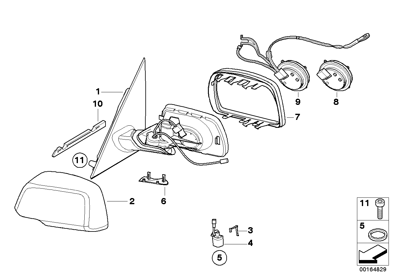 Genuine BMW 51163450516 E83 Heated Outside Mirror, Right GLANZSCHWARZ (Inc. X3) | ML Performance EU EU Car Parts