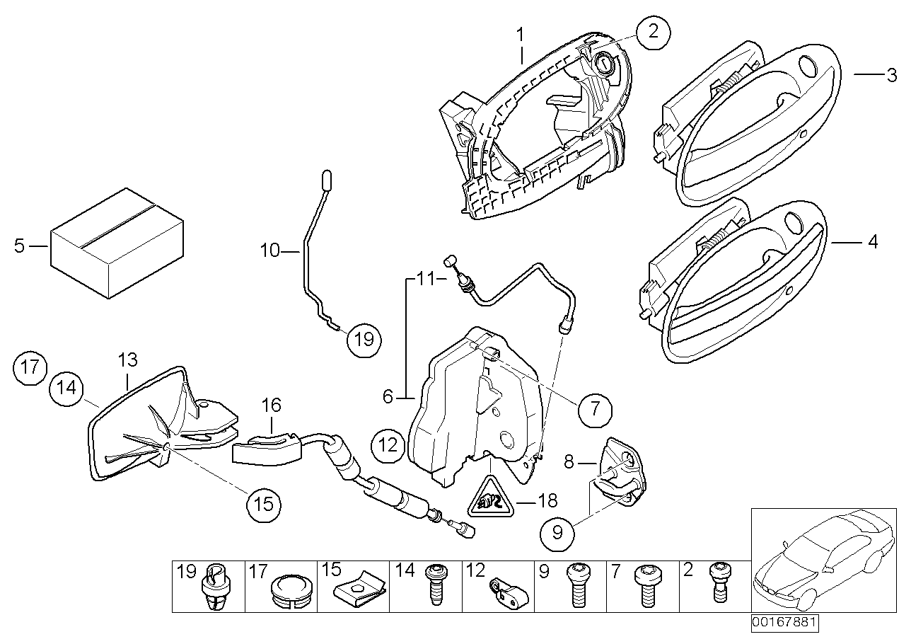 Genuine BMW 51217066682 E66 E65 E67 Repair Kit, Outer Door Opener, Right (Inc. 735i, 745i & 745Li) | ML Performance EU EU Car Parts
