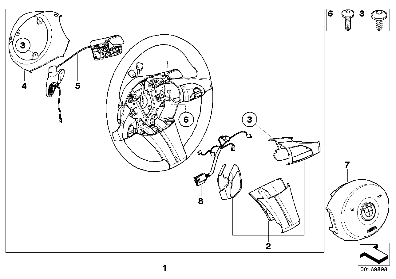 Genuine BMW 32306784843 E85 E86 Sp. Leath. St. Wh. Airbag Mf/Steptronic CHROM LINE (Inc. Z4 3.0si, Z4 3.0i & Z4 2.5si) | ML Performance EU EU Car Parts
