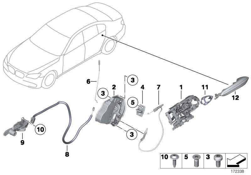 Genuine BMW 51227138403 Rear Door Handle Bowden Cable (Inc. 750LiX 4.4, 750LdX & 740LdX) | ML Performance EU EU Car Parts