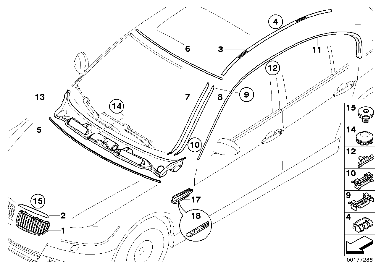 Genuine BMW 51137121236 E90 Trim Strip, Side Frame, Right CHROM (Inc. 330xd, 335i & 320xd) | ML Performance EU EU Car Parts