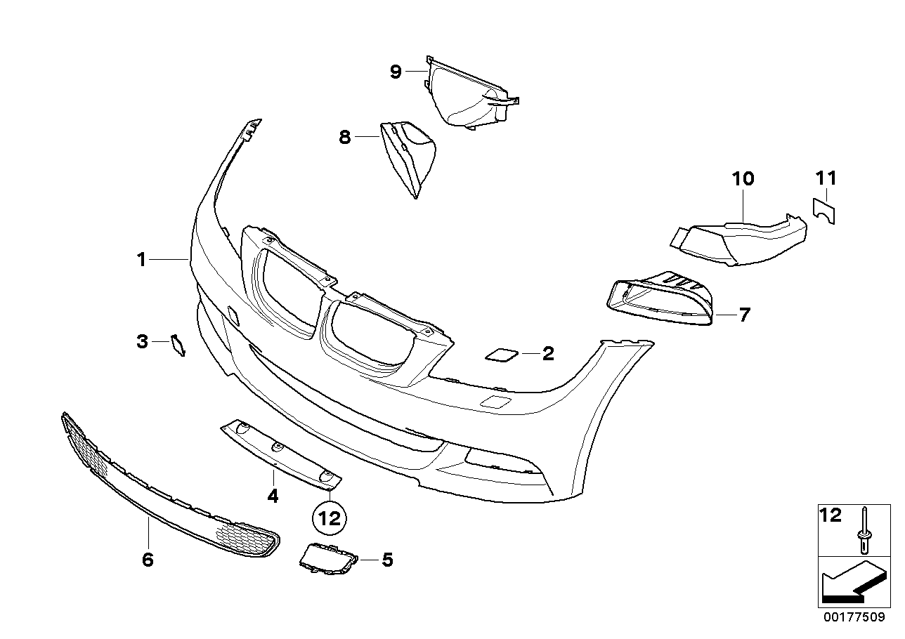 Genuine BMW 51112150361 E90 E91 TriCover, Grill, Bumper, Center Left (Inc. 318i, 328i & 320d ed) | ML Performance EU EU Car Parts