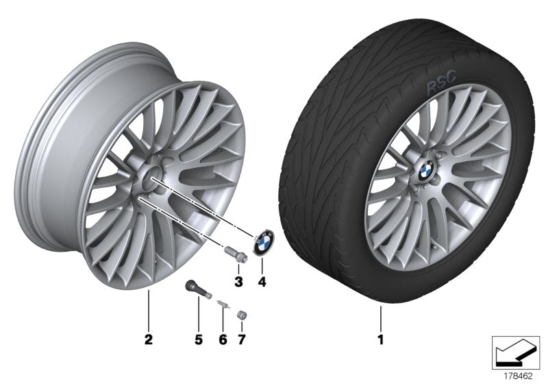 Genuine BMW 36116792595 Light Alloy Rim 9JX20 ET:44 (Inc. Hybrid 5, 535dX & 528i) | ML Performance EU EU Car Parts