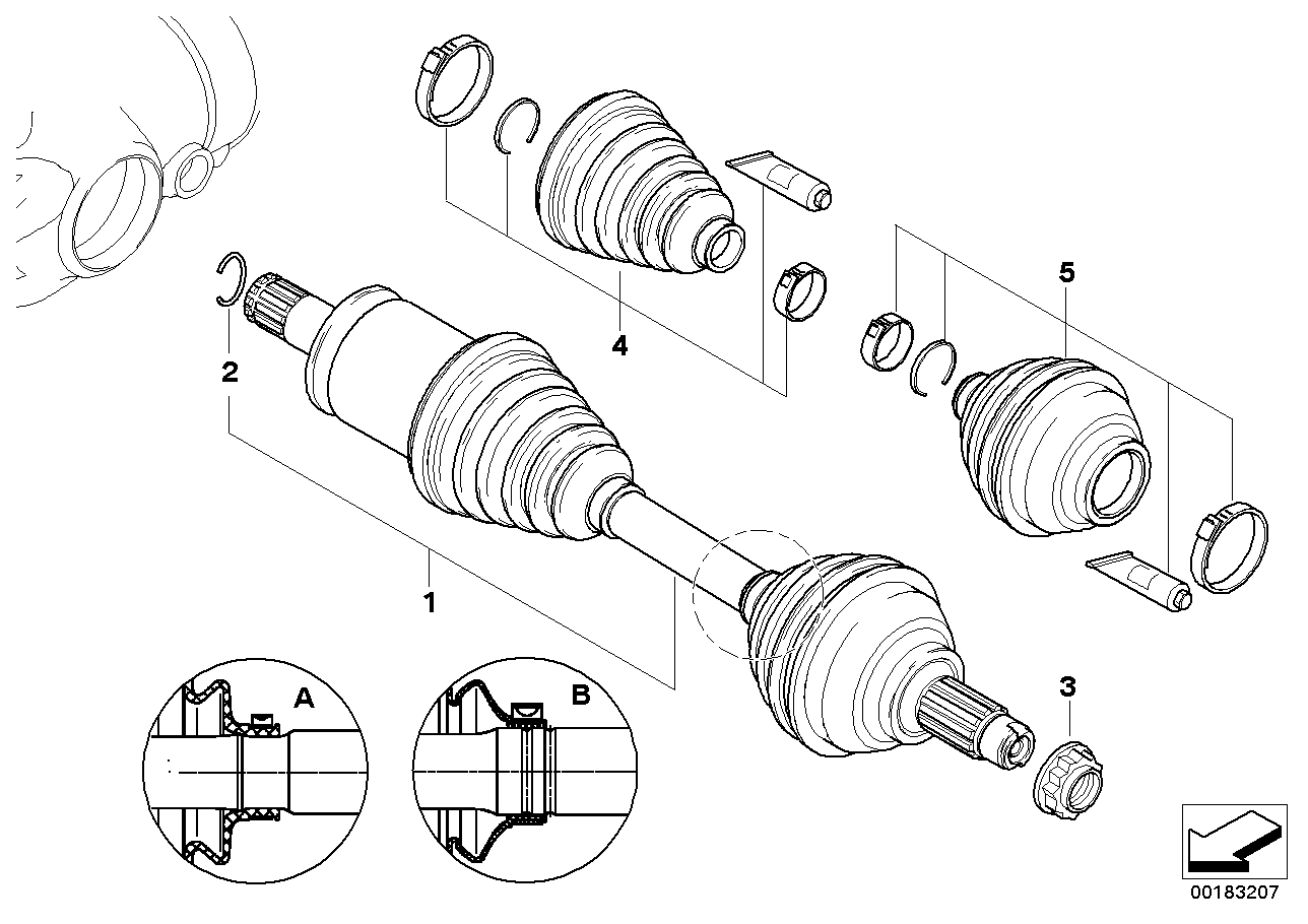 Genuine BMW 31607565314 E53 Exch. Output Shaft, Right D=29mm (Inc. X5) | ML Performance EU EU Car Parts