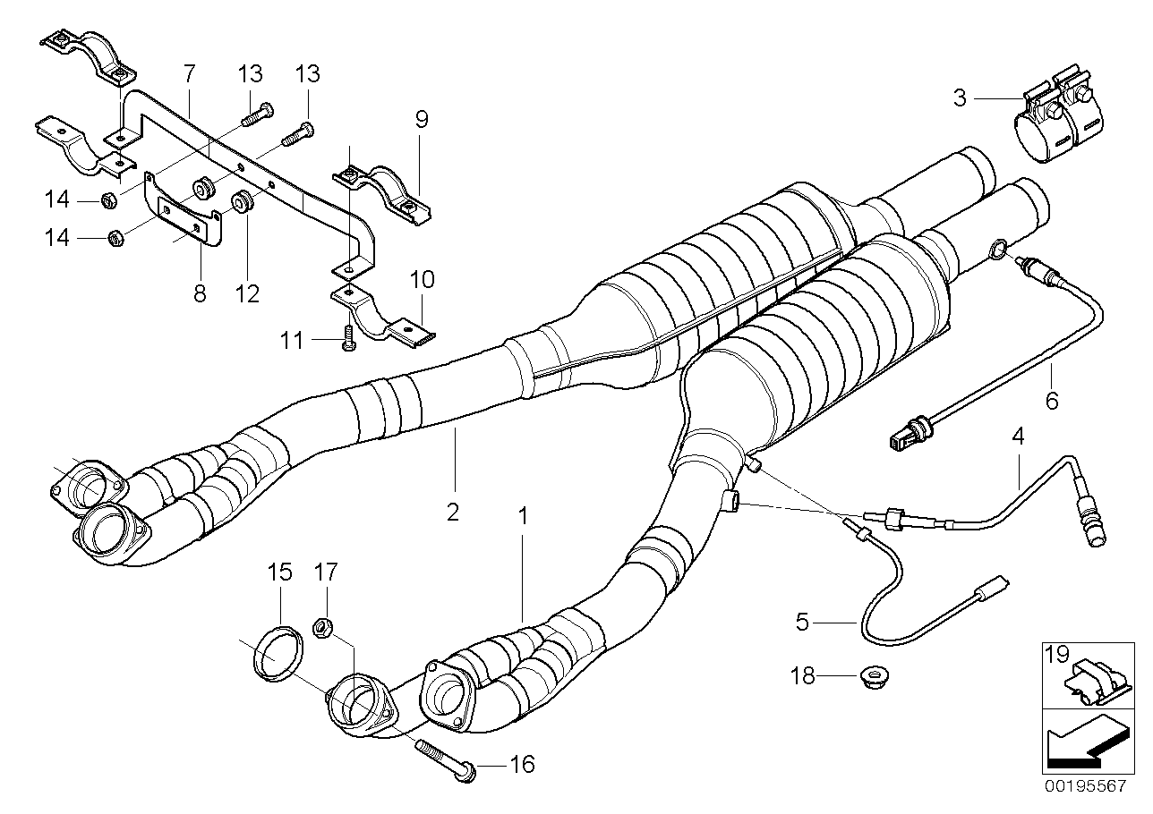 Genuine BMW 18301406813 E39 Rp-Exhaust Pipe Catalytic Converter (Inc. M5) | ML Performance EU EU Car Parts