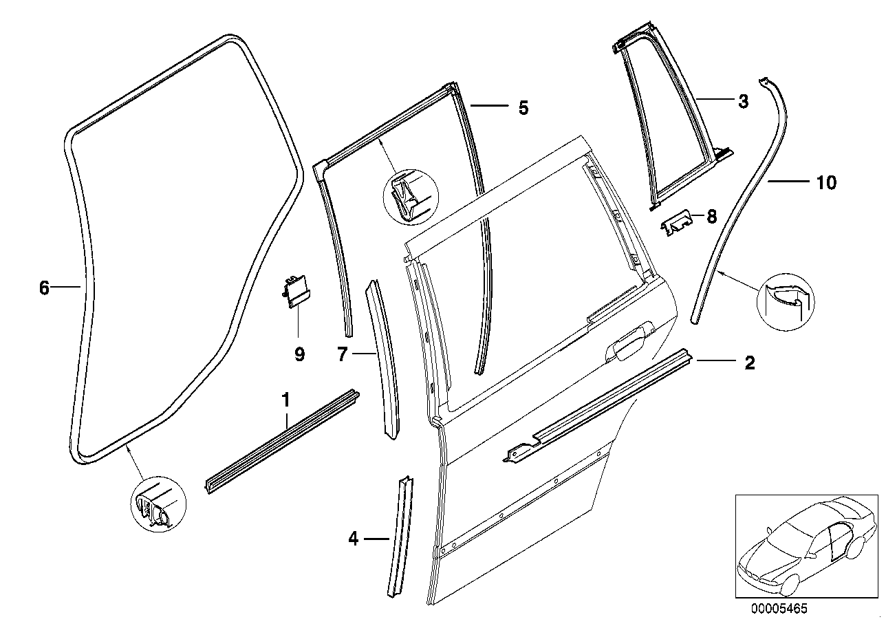 Genuine BMW 51348171059 E36 Left Rear Window Guide (Inc. 318i, 323i & 316i) | ML Performance EU EU Car Parts