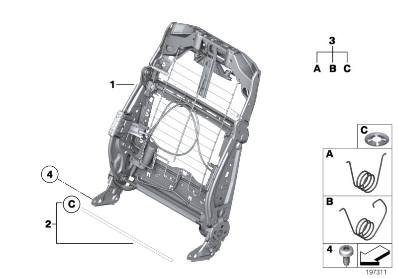 Genuine BMW 52109144893 Backrest Frame, Base Seat (Inc. Hybrid 5, 523i & 530d) | ML Performance EU EU Car Parts