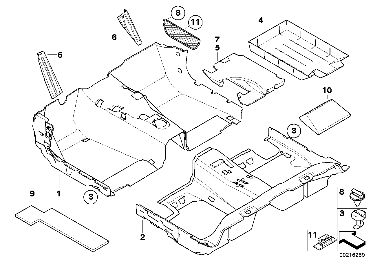 Genuine BMW 51476968880 E60 E61 Floor TriCover, Front GRAU (Inc. 525d, 550i & 525xi) | ML Performance EU EU Car Parts