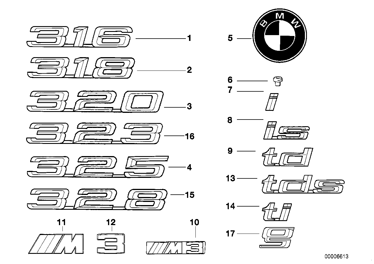 Genuine BMW 51148119643 E39 E34 E36 Emblem Adhered Rear "TDS" (Inc. 525tds, 325tds & 725tds) | ML Performance EU Car Parts