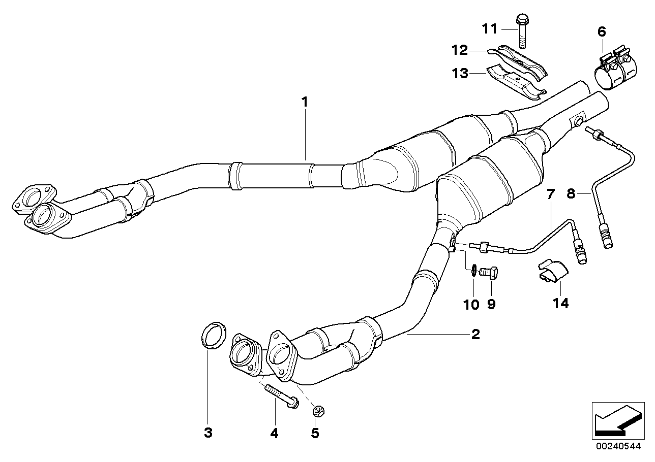Genuine BMW 18307505319 E39 E38 Rp-Exhaust Pipe Catalytic Conv. Cyl. 5-8 ZYL.5-8 (Inc. 535i, 540i & 735iL) | ML Performance EU EU Car Parts