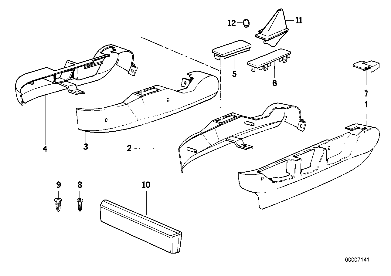 Genuine BMW 52108154438 E34 E32 Covering Inner Right SCHWARZ (Inc. 525tds, 530i & 540i) | ML Performance EU Car Parts