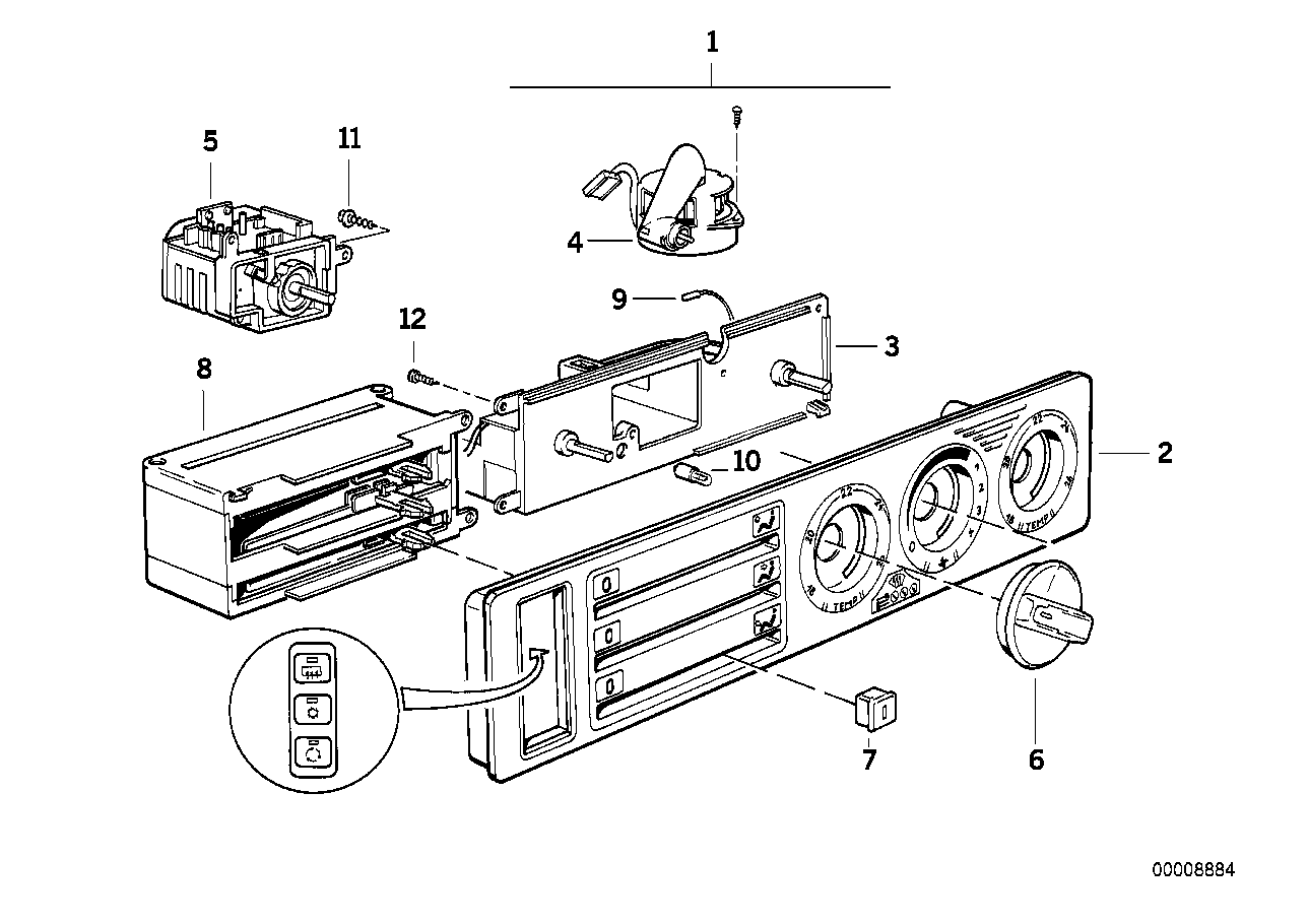 Genuine BMW 64118351122 E34 Switch (Inc. 540i, 520i & 530i) | ML Performance EU EU Car Parts
